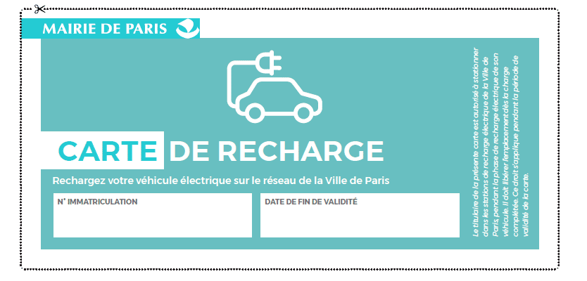Carte de recharge voiture électrique particulier Paris