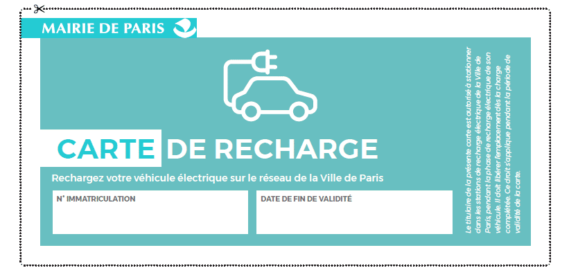 Electric car charging card Paris