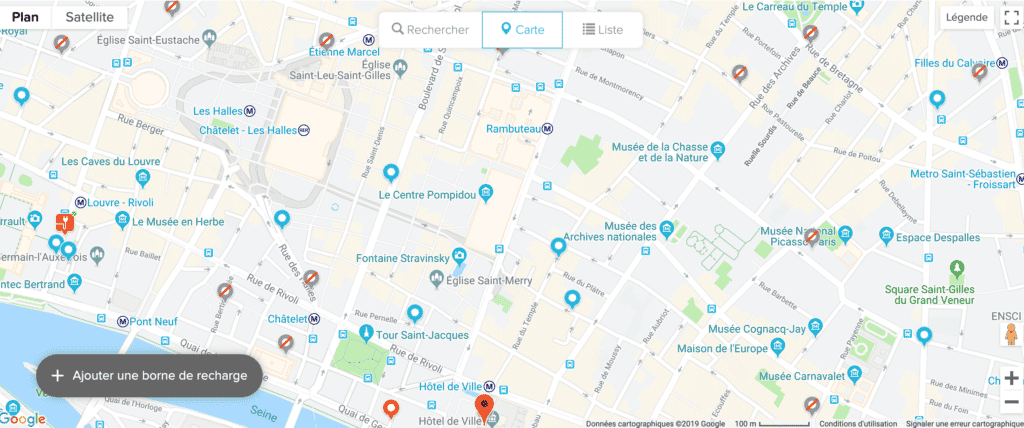 Chargemap map of Paris