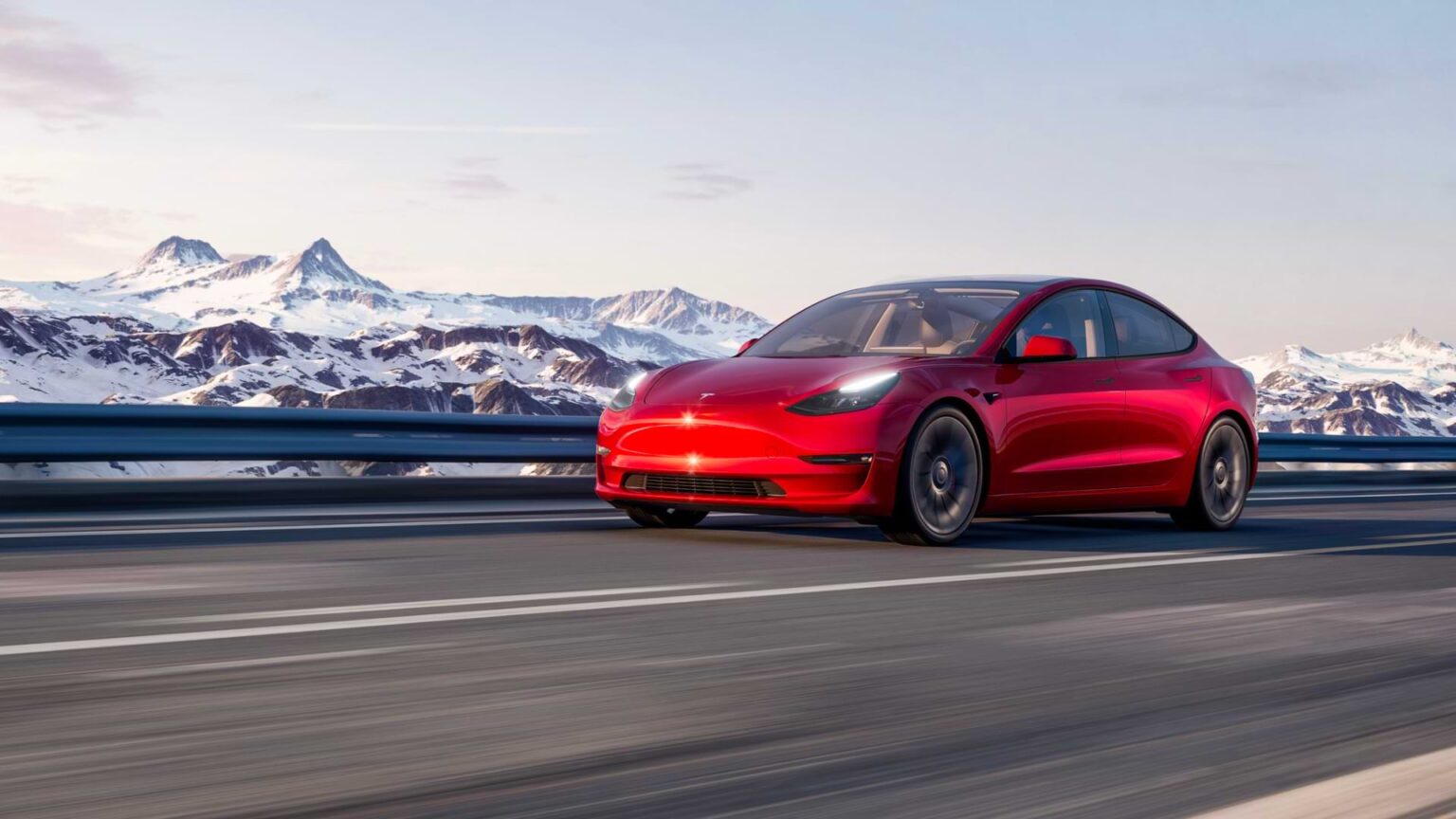 Tesla Model 3 montagne