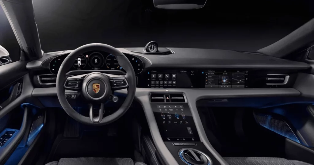 Porsche Taycan steering wheel dashboard