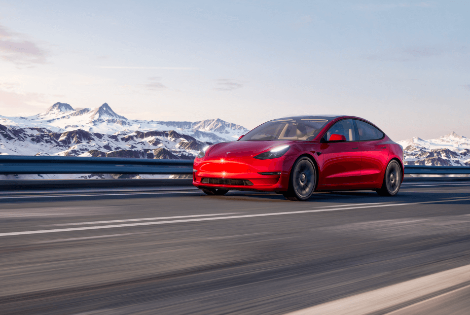 Tesla Model 3 montagne