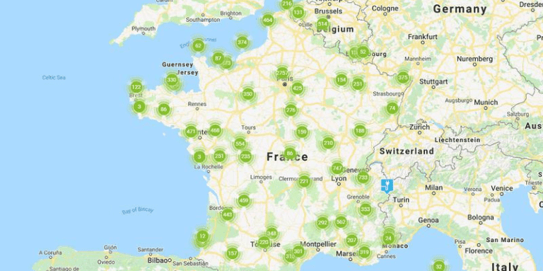 Carte borne recharge France
