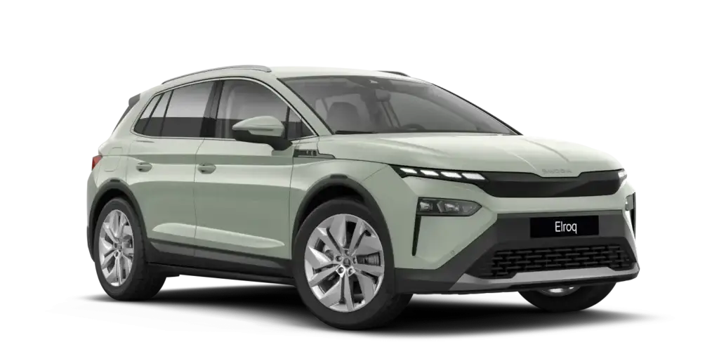 Skoda Elroq couleur eucalyptus vue de trois quart