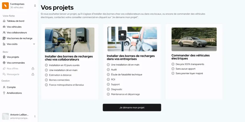 Écran de l'aide à la transition vers l'électrique