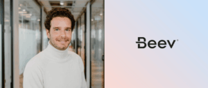 Une photo de solal botbol placée à côté du logo de Beev, l'entreprise dont il est le co-fondateur