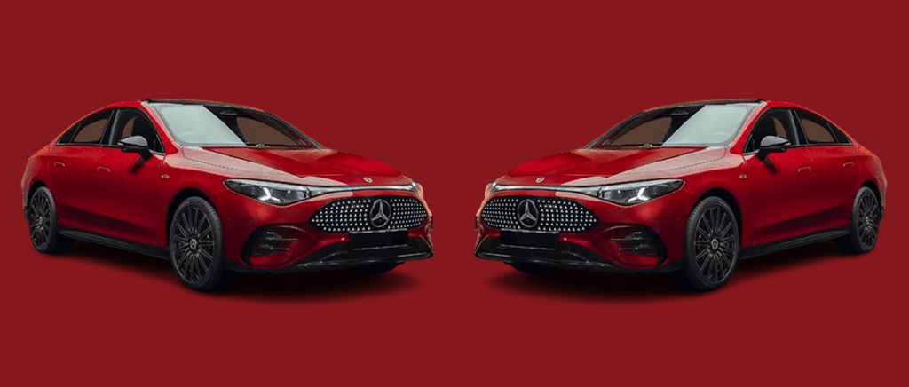 Deux Mercedes CLA se tiennent face à face